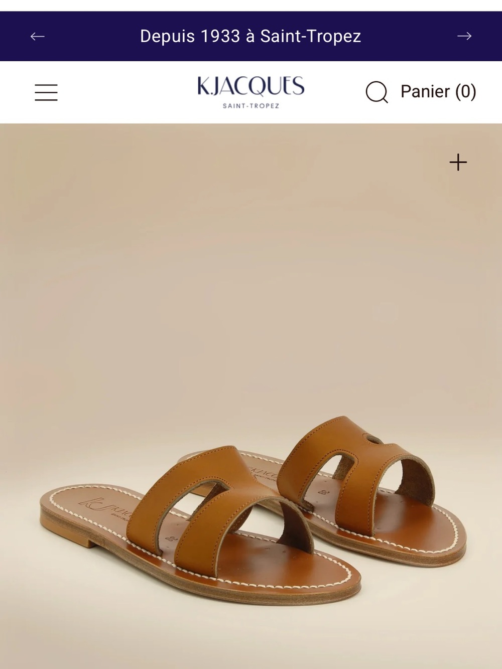 K.Jacques Cognac Leather Double-Strap Menandre Slide Sandals
